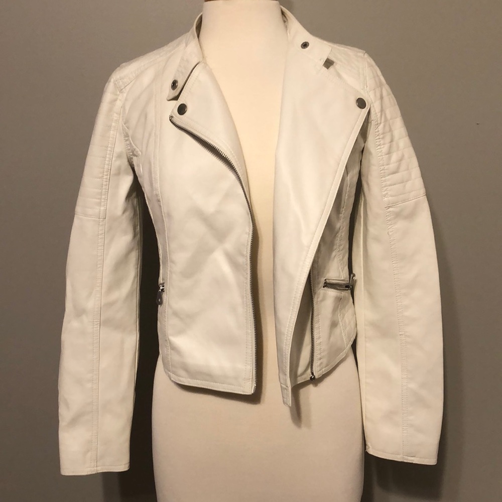 white leather jacket